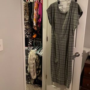 3/$85 Jibri Grey Plaid Midi Sheath Dress